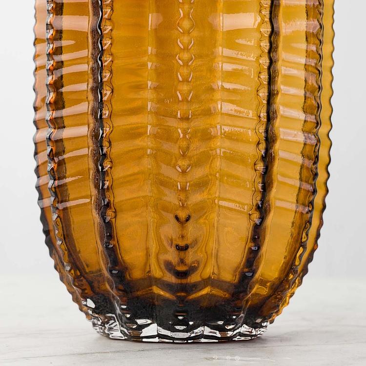 Ваза янтарного цвета Кактус, L Cactus Shape Amber Glass Vase Large