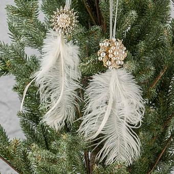 Set Of 2 Plume Jewels Cream Gold 22 cm