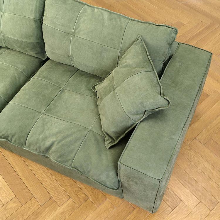 Трёхместный кожаный диван Сити, ножки цвета латуни City 3 Seater, Brass Metal Leather RM