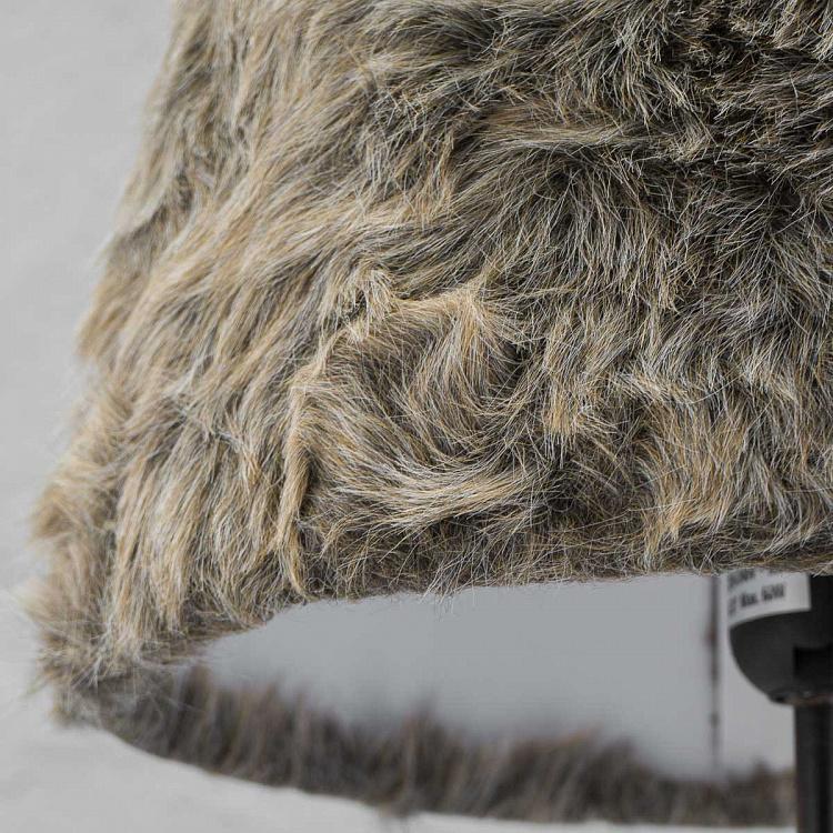 Настольная лампа с оленьими рогами и меховым абажуром Deer Antlers Table Lamp With Fur Shade