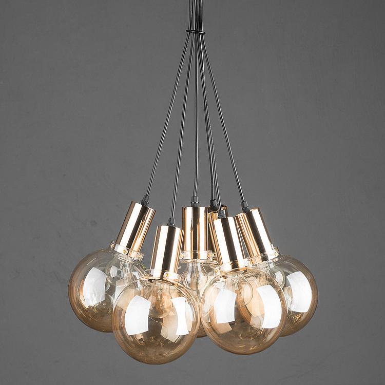 Подвесной светильник Янтарные пузыри с шестью плафонами дисконт Lamp Bulb Bundle Amber Glass discount1