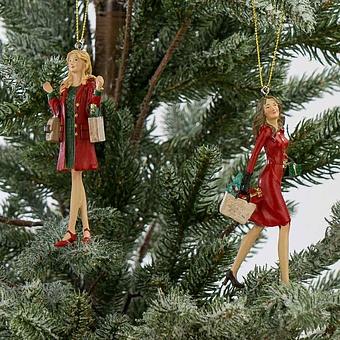 Set Of 2 Xmas Shopping Ladies 11,5 cm