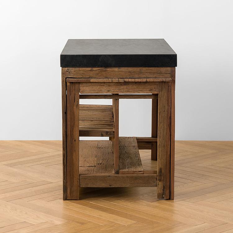 Кухонный остров с выдвижным столом Грета Greta Black Marble Counter With Sliding Table