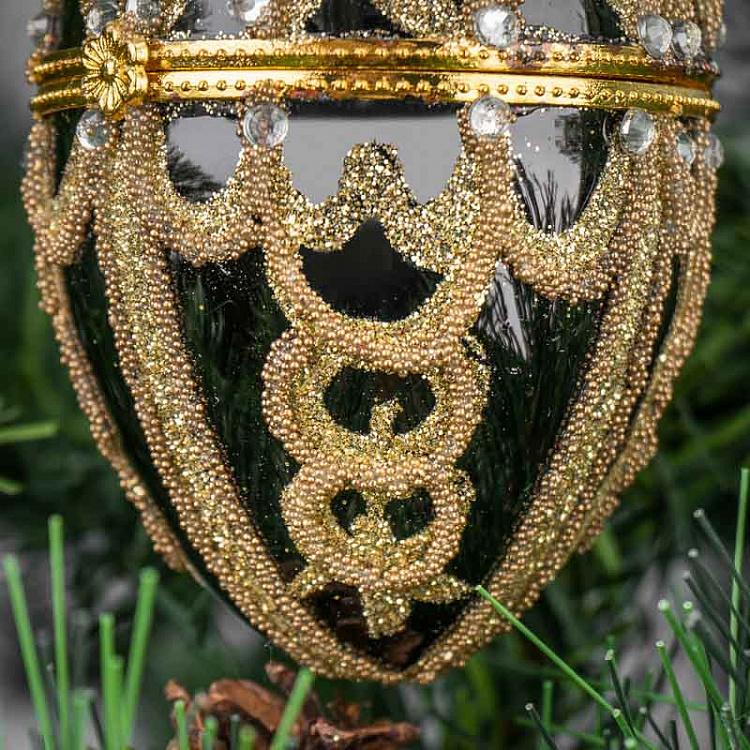 Ёлочная игрушка-шкатулка Чёрно-золотое яйцо Xmas Egg Box Black And Gold 9 cm