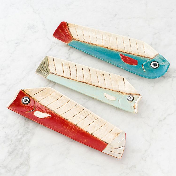 Набор из трёх сервировочных блюд Мультяшные рыбки Set Of 3 Long Fish Dishes Comics