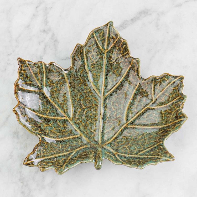 Керамическое сервировочное блюдо Зелёный лист Ceramic Green Leaf Dish