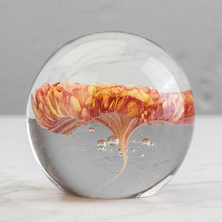 Пресс-папье Красный цветок Glass Paperweight Red Flower