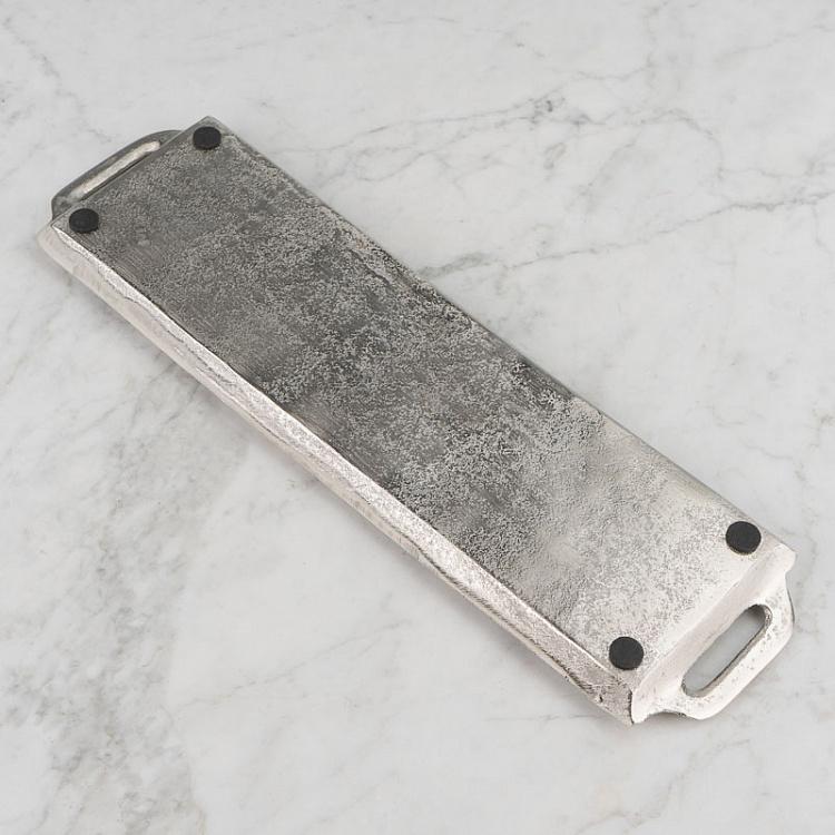 Серебристый узкий алюминиевый поднос Aluminium Silver Tray Slim