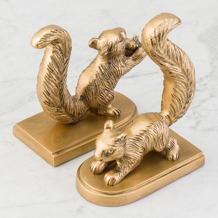 Набор из двух держателей для книг Золотистые белки Bookend Golden Squirrels