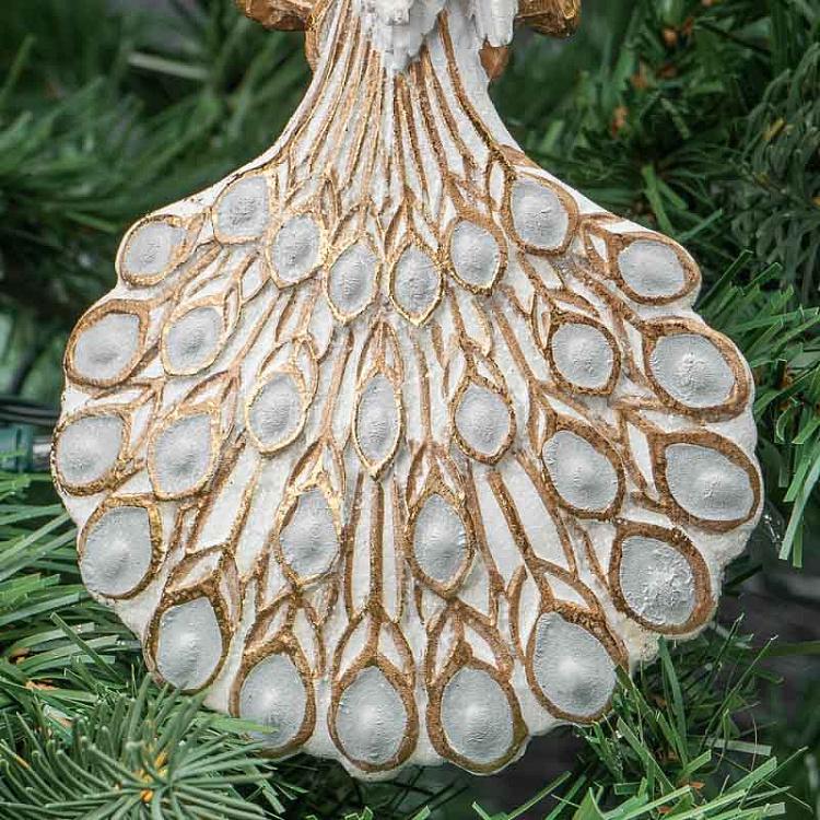 Ёлочная игрушка Павлин в рамке Peacock In Frame Cream/Gold 21,5 cm