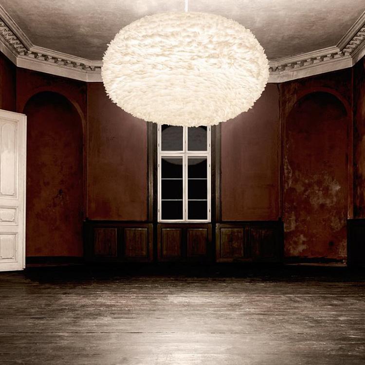 Подвесной светильник Эос на белом проводе, белые перья, XXL Eos Hanging Lamp With White Cord Extra Extra Large