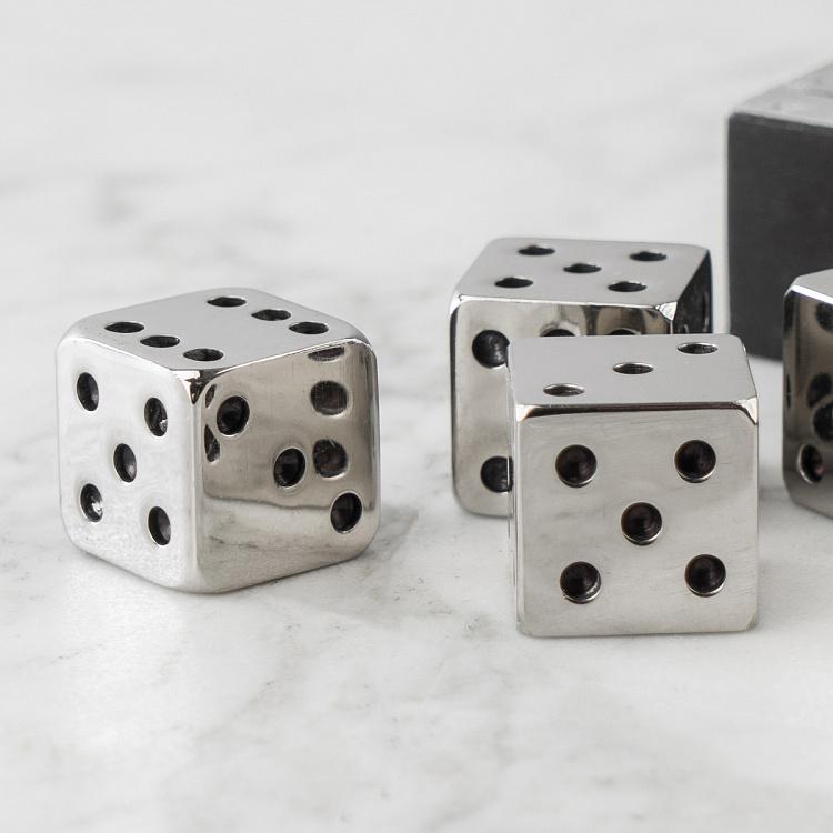 Пять металлических игральных костей в ящичке 5 Dices In Black Display