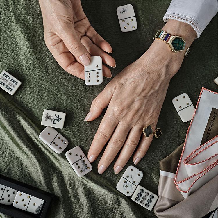 Настольная игра Домино с латунными вставками Domino Game With Brass Details