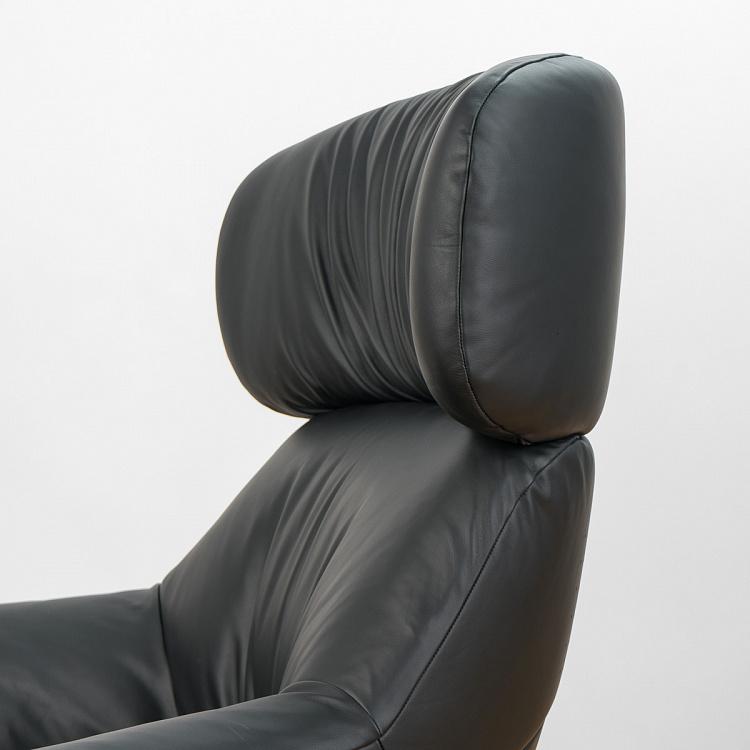 Вращающееся кресло Бельфьоре с подголовником, титановые ножки Belfiore Wing Swivel Armchair, Titanium