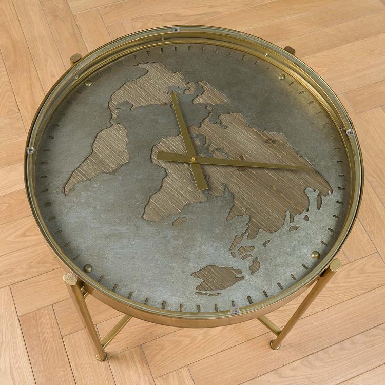 Журнальный стол с часами и картой мира Верн Vernes Side Table With Clock And Worldmap