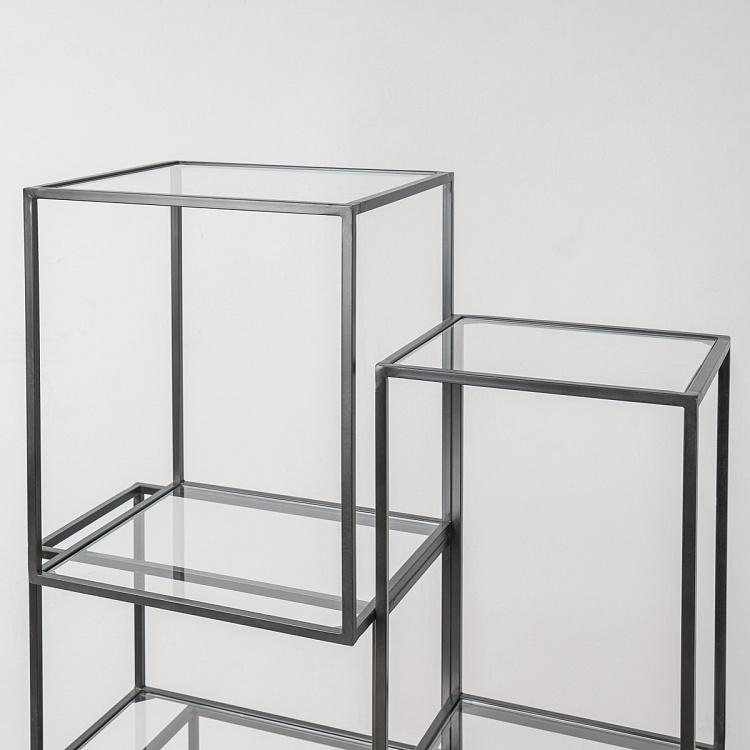Асимметричный стеллаж из железа и стекла Asymetric Iron And Glass Shelf