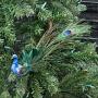 Ёлочная игрушка Feather Open Tail Peacock On Clip Green/Blue 25,5 cm