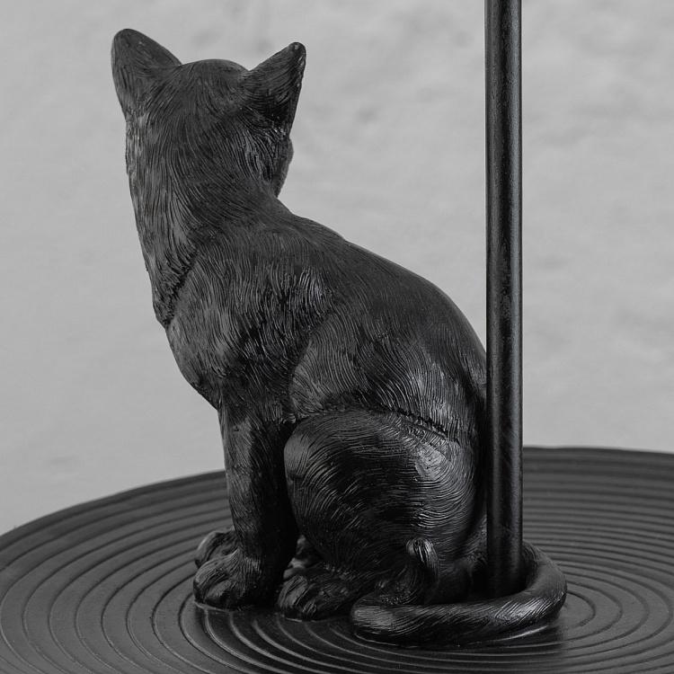 Настольная лампа с белым абажуром Кошка на столике Cat On Stand Table Lamp With White Shade