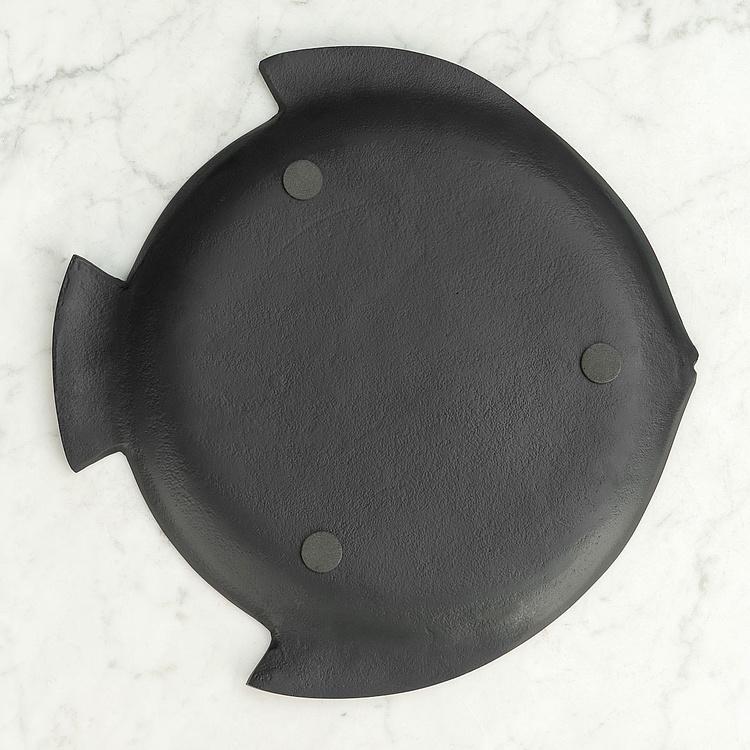 Чёрное блюдо Рыба, L Round Fish Dish Big Black