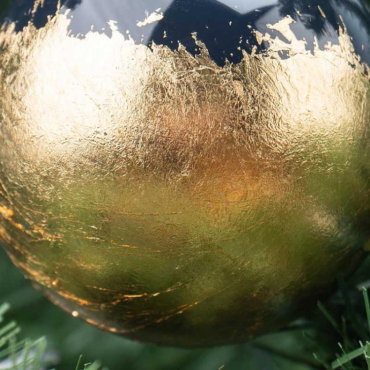 Синий ёлочный шар Сусальное золото Glass Gold Leaf Bottom Ball Blue/Gold 8 cm