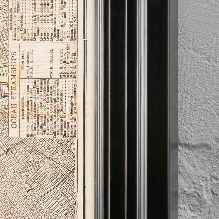 Картина-принт Карта Нью-Йорка, чёрная рама Classic Map New York, Black Wood
