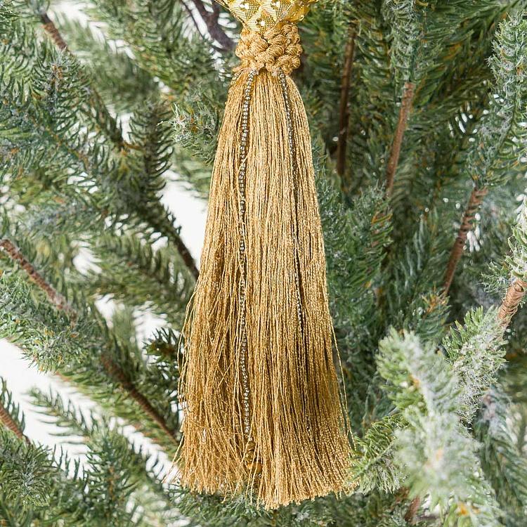 Новогодняя подвеска Золотой ромб с бронзовой кисточкой Golden Rhombus Pendant With Bronze Tassel 20 cm
