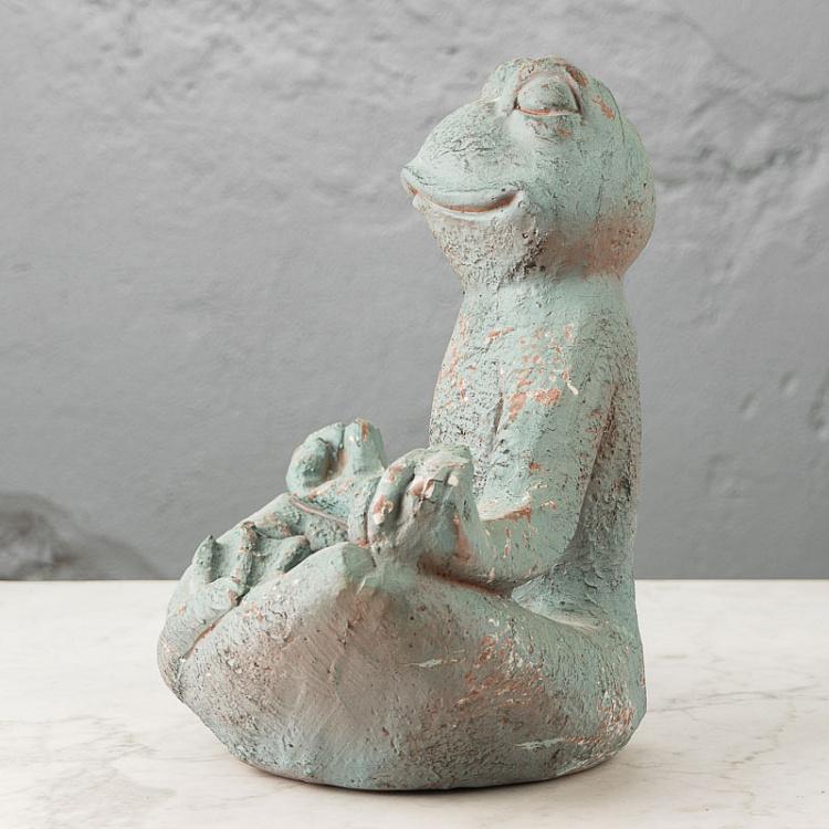 Статуэтка Медитирующая лягушка Meditating Frog Antique Grey
