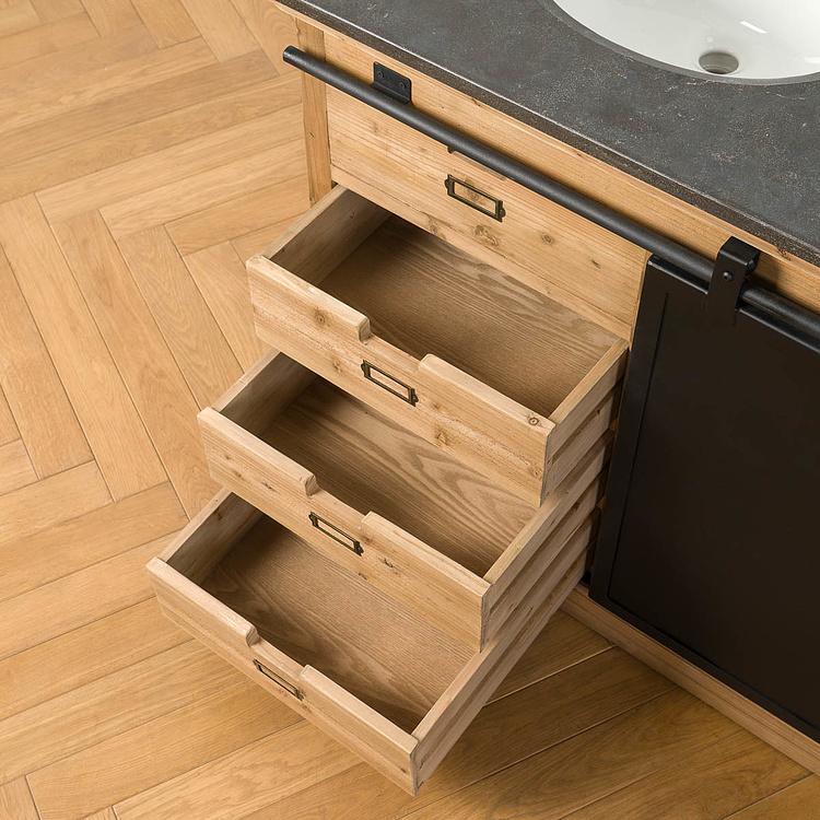 Тумба с двумя раковинами и раздвижной дверью Карелия Karelia Double Vanity With Sliding Iron Door DB