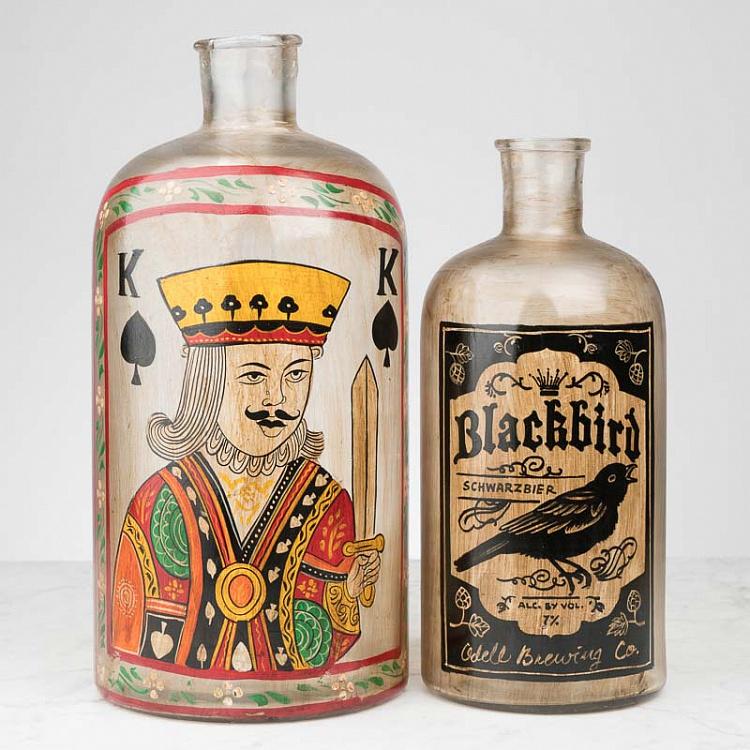 Бутыль с ручной росписью Король пик Handpainted Glass Bottle King Of Spades