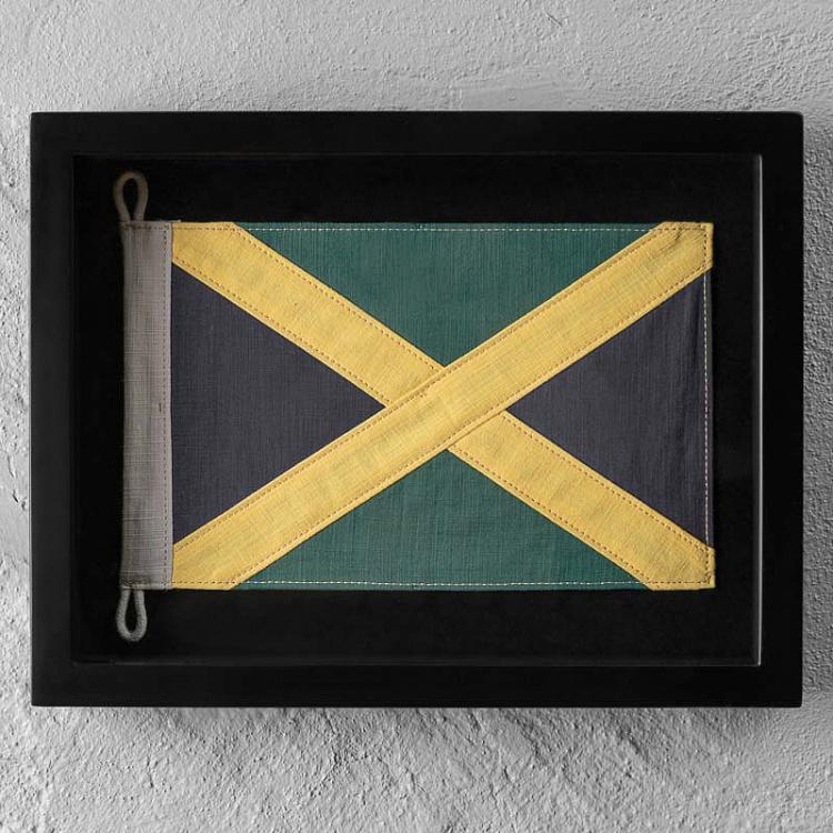 Флаг Ямайки за стеклом в раме, мини Shadow Box Flag Jamaica Mini