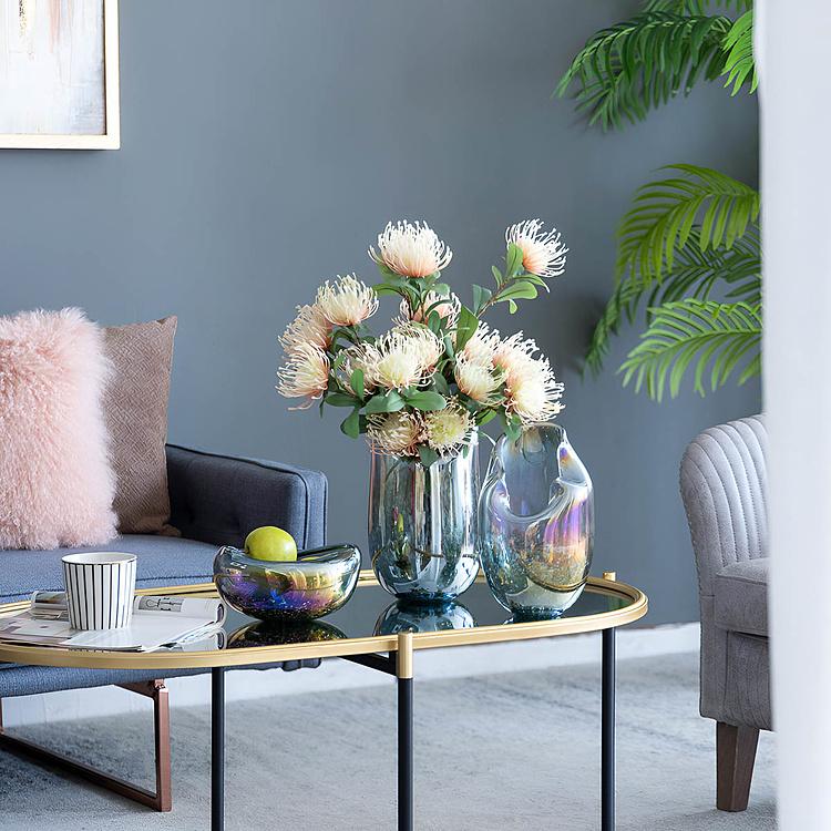 Голографическая ваза ручной работы с изогнутым краем Folded Edge Handcrafted Holographic Glass Vase