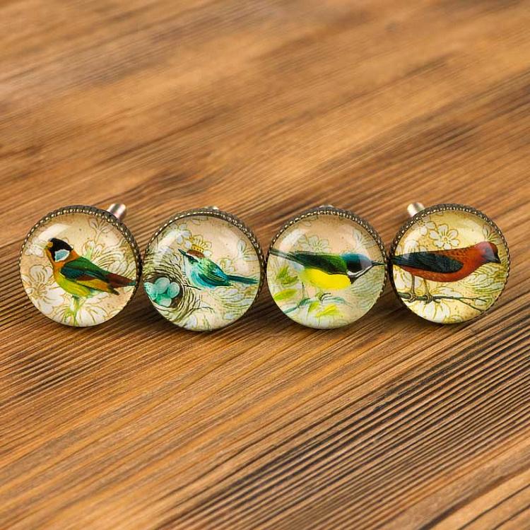 Набор из четырёх мебельных ручек Птицы 1, бронзовые Set Of 4 Handles Birds 1 Bronze