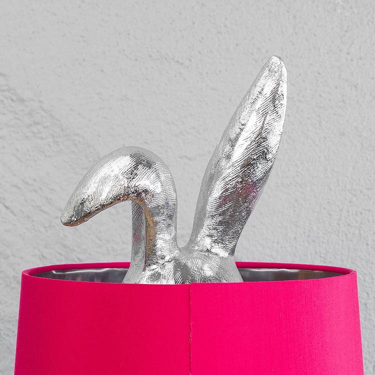 Настольная лампа Робкий кролик с розовым абажуром Table Lamp Hiding Bunny Pink