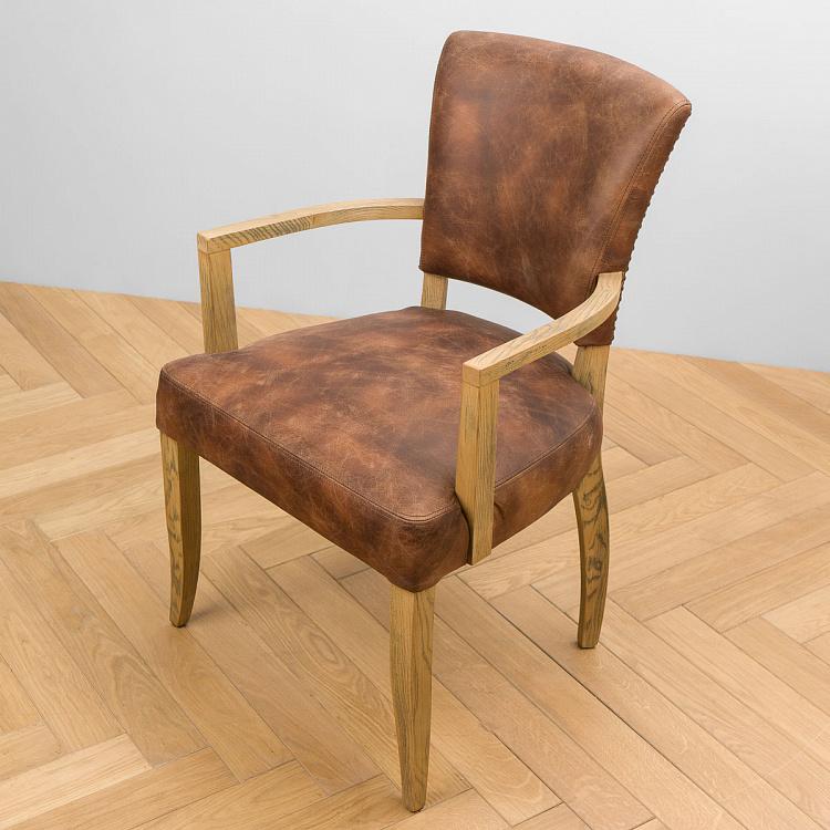 Стул Мами с подлокотниками, светлые ножки Mami Dining Chair With Arms, Oak Brown