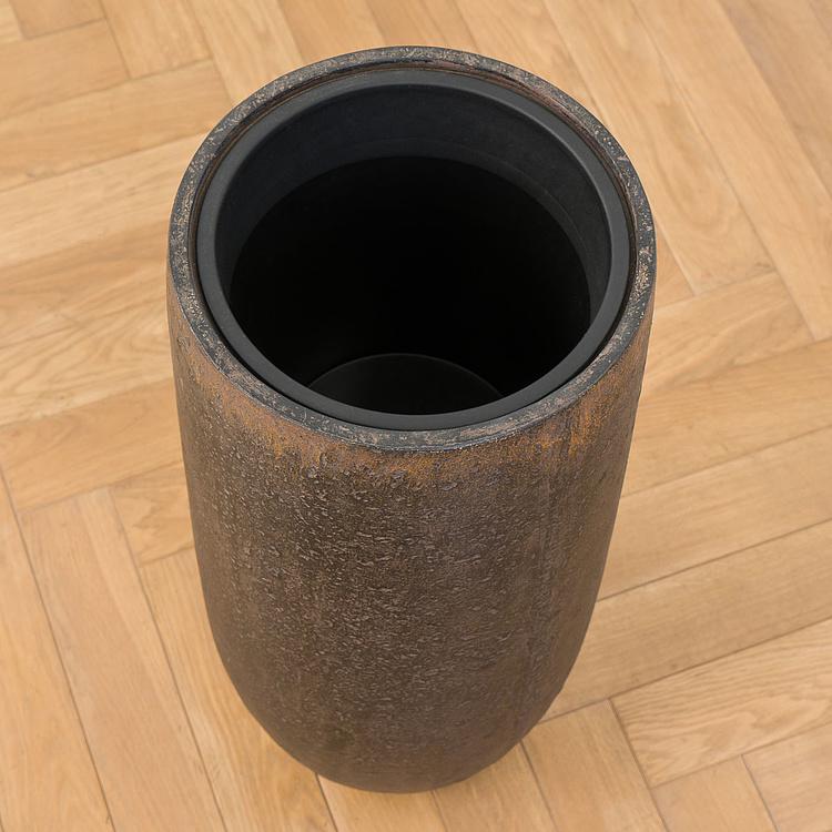 Высокое кашпо Эффектори Металл золотая патина, M Effectory Metal Tall Pot Rough Gold Patina Medium