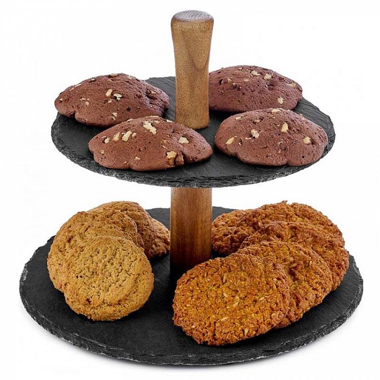 Двухуровневая сланцевая сервировочная подставка Slate 2 Levels Stand