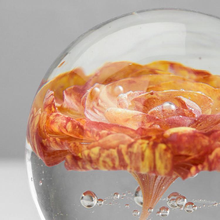 Пресс-папье Красный цветок Glass Paperweight Red Flower