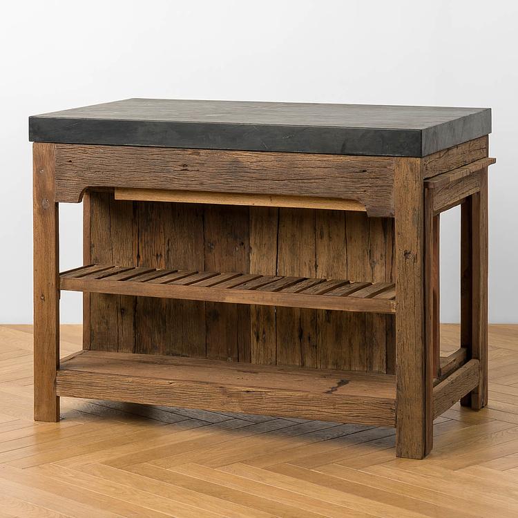 Кухонный остров с выдвижным столом Грета Greta Black Marble Counter With Sliding Table