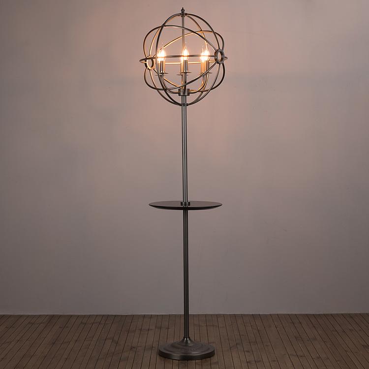 Торшер со столиком из мрамора и гироскопом Gyro Floor Lamp With Tray