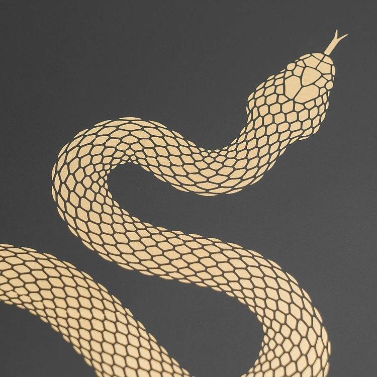 Поднос с принтом змеи Tray With Snake Print