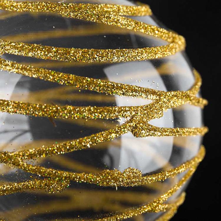 Ёлочный шар с золотыми полосками, M Ball With Golden Stripes 10 cm