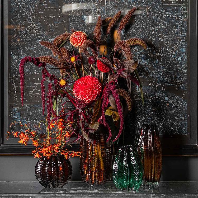 Ваза янтарного цвета Карамбола, L Carambola Shape Amber Glass Vase Large