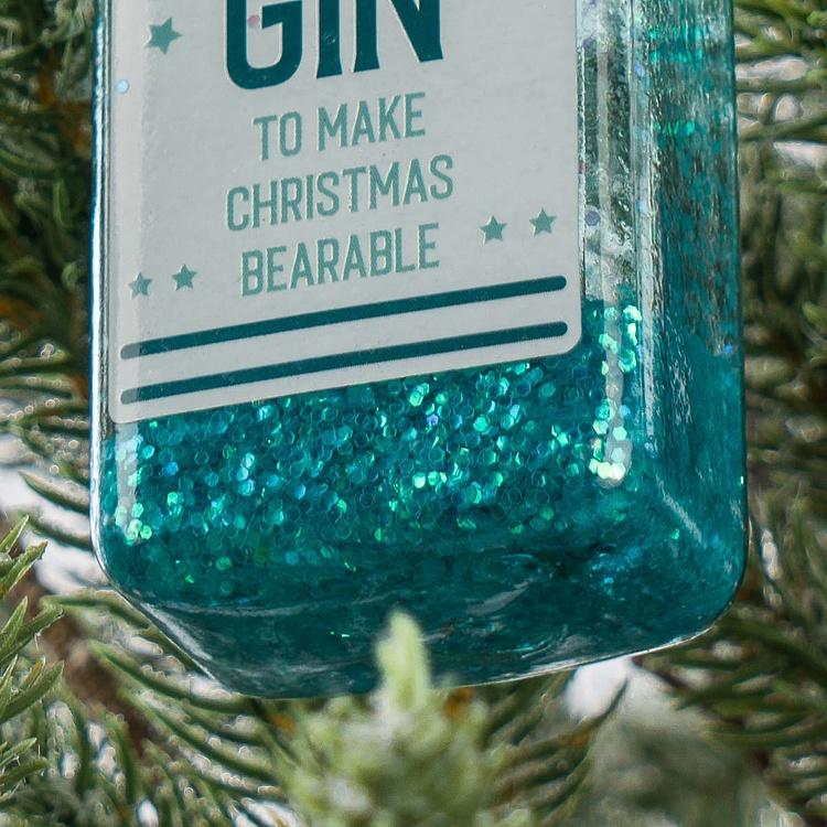 Ёлочная игрушка Бутылка джина Glass Hanger Gin Bottle Blue 11 cm