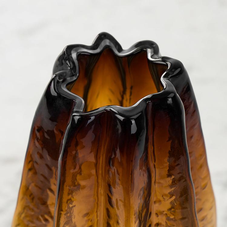 Ваза янтарного цвета Карамбола, L Carambola Shape Amber Glass Vase Large