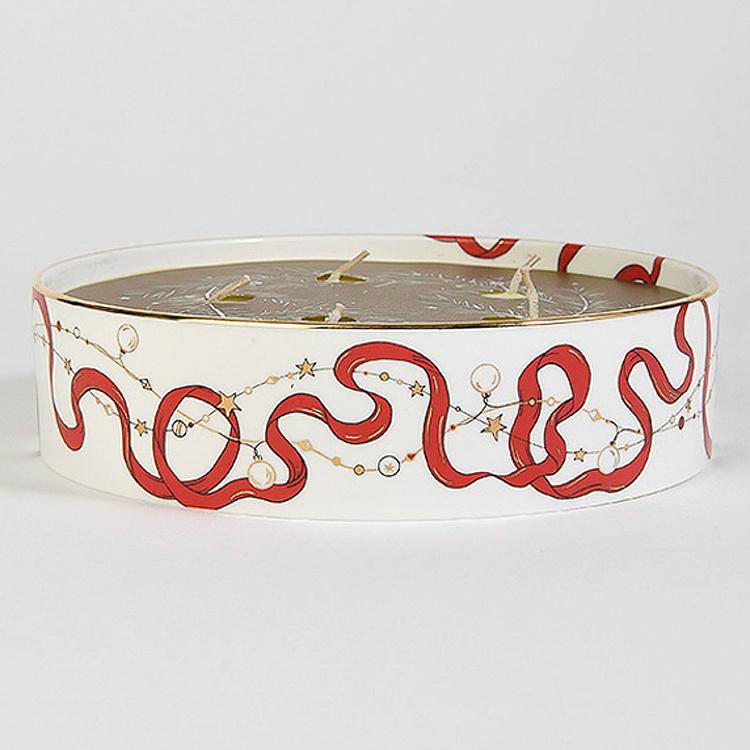 Аромасвеча Новогодняя с красной лентой, L New Year Pine Candle Large