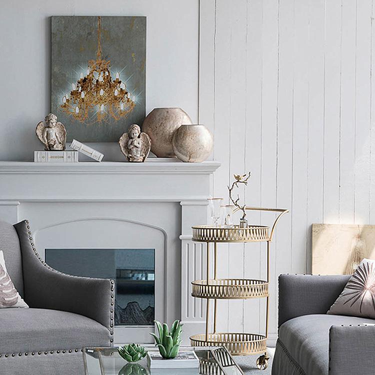 Картина-принт диптих со светодиодной подсветкой Большая люстра  Set Of 2 Prints Grand Chandelier With Led