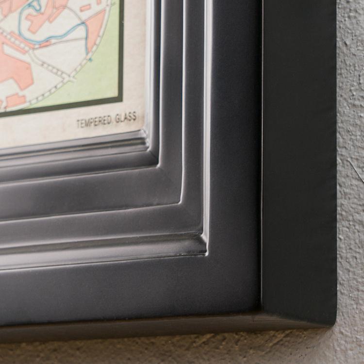 Картина-принт Карта Москвы, чёрная рама Classic Map Moscow, Black Wood