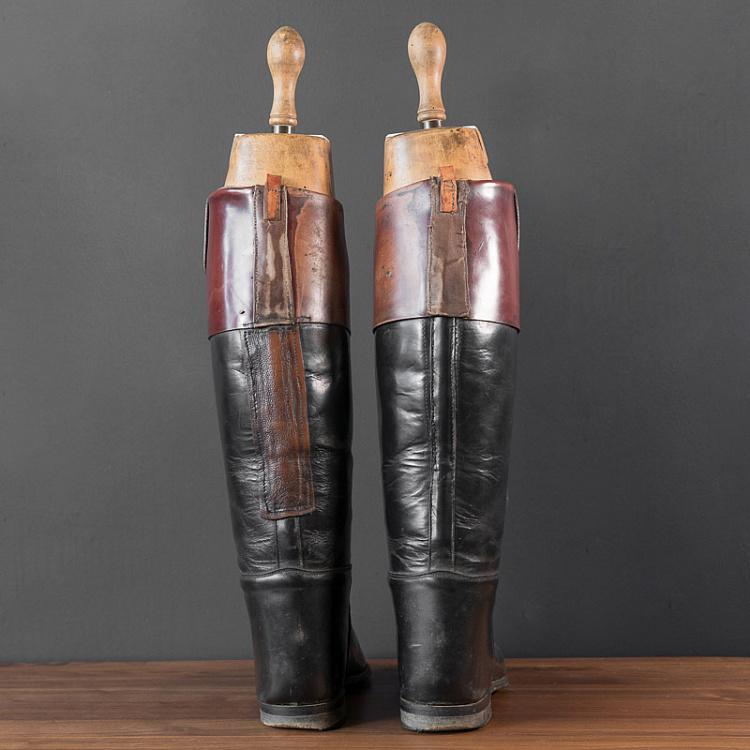 Винтажные сапоги для верховой езды 1 Vintage Black Riding Boots With Shoe Lasts 1