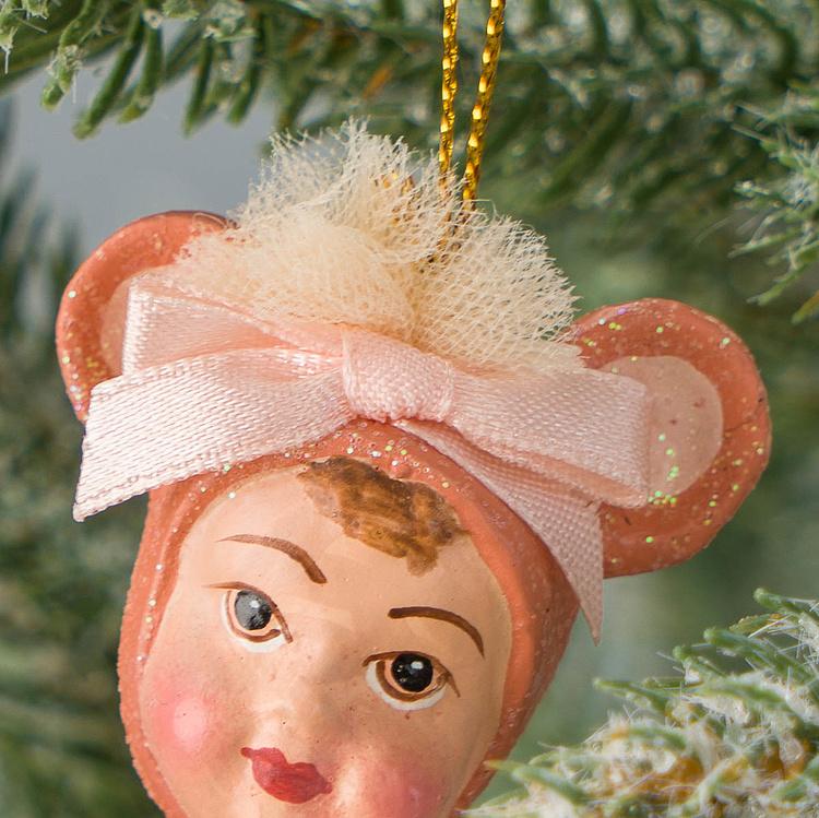 Набор из двух ёлочных игрушек Мышки из балета Щелкунчик Set Of 2 Nutcracker Ballerinas Mouse Pink 13 cm