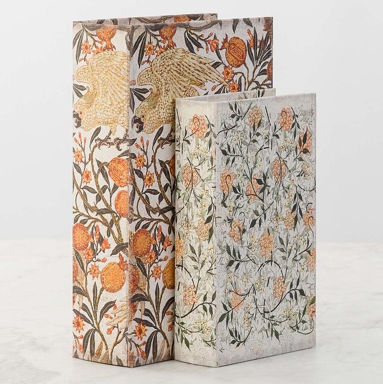 Набор из двух шкатулок Попугаи и цветы Set Of 2 Book Boxes Parrots And Flowers
